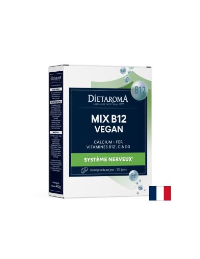 Костна система и кръвообращение - Витамин В12 + желязо, калций, витамин С и D3 (веган формула), 60 таблетки
