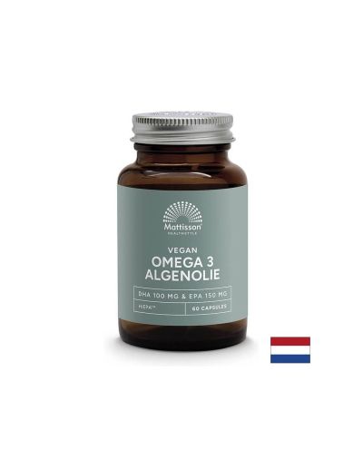 Веган Омега-3 от водорасли - Подкрепа за сърцето и мозъчната функция, EPA 150 mg, DHA 100 mg, 60 капсули