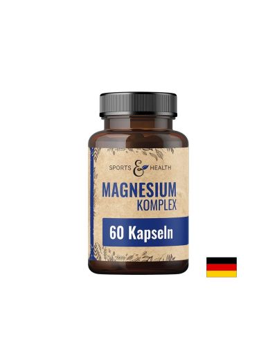 Магнезий 126 mg (8 форми) + Витамин B6 2.1 mg – За мускули, сърце и нервна система, 60 капсули