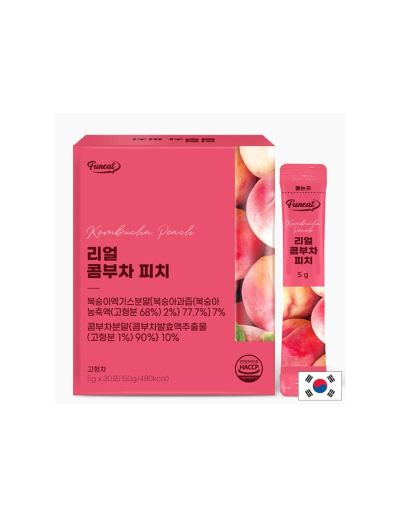 Ферментирала комбуча с праскова – освежаваща напитка - Пробиотична подкрепа и енергия, 30 сашета