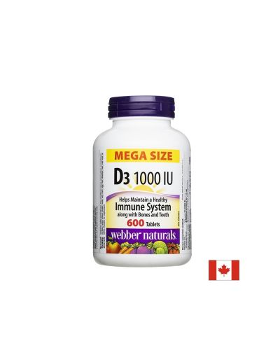 Витамин D3 – За здрави кости, зъби и имунитет, 1000 IU, 600 таблетки