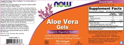 NOW Foods Aloe Vera Gels [100 Гел капсули, 50 Дози]