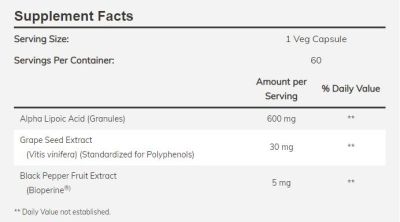 NOW Foods Alpha Lipoic Acid 600 mg / Extra Strength [60 капсули, 60 Дози]