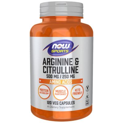 NOW Foods Arginine & Citrulline [120 капсули, 120 Дози]