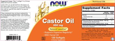 NOW Foods Castor Oil 650 mg [120 Гел капсули, 120 Дози]