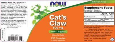 NOW Foods Cat's Claw 500 mg [250 капсули]