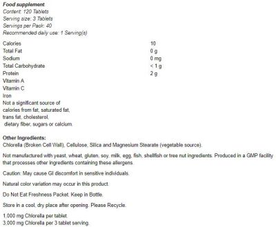 NOW Foods Chlorella 1000 mg [120 Таблетки, 40 Дози]