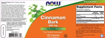 NOW Foods Cinnamon Bark [120 капсули, 60 Дози]