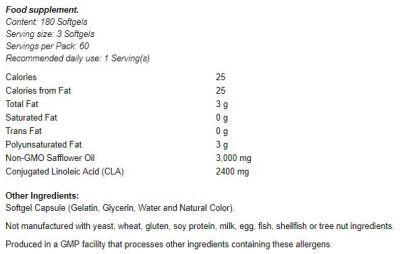 NOW Foods CLA 800 mg [180 Гел капсули, 60 Дози]