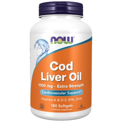 NOW Foods Cod Liver Oil 1000 mg [180 Гел капсули, 180 Дози]