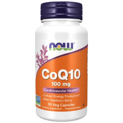 NOW Foods CoQ10 100 mg | with Hawthorn Berry [90 капсули, 90 Дози]