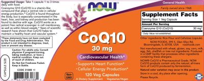 NOW Foods CoQ10 30 mg [120 капсули, 120 Дози]