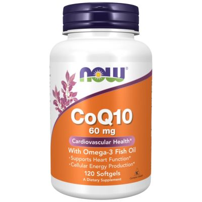 NOW Foods CoQ10 60 mg + Omega 3 [120 Гел капсули, 120 Дози]