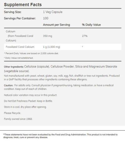 NOW Foods Coral Calcium 1000 mg [100 капсули, 100 Дози]