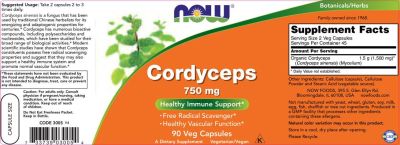 NOW Foods Cordyceps 750 mg [90 капсули, 45 Дози]
