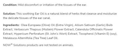 NOW Foods Ear Oil Relief | Soothing Herbal Blend [30 мл]