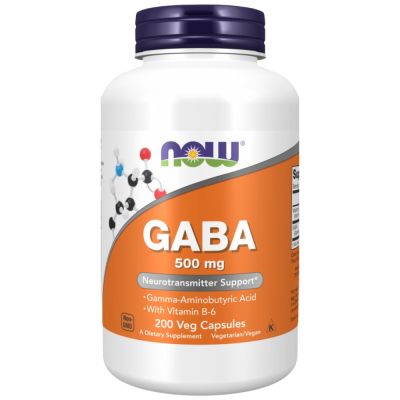 NOW Foods GABA 500 mg + B6 [200 капсули, 200 Дози]