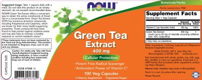 NOW Foods Green Tea Extract 400 mg [100 капсули, 100 Дози]