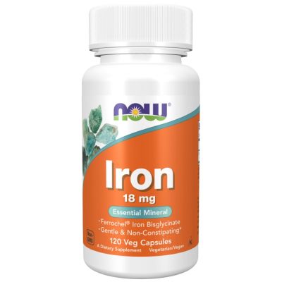 NOW Foods Iron 18 mg Ferrochel [120 капсули, 120 Дози]