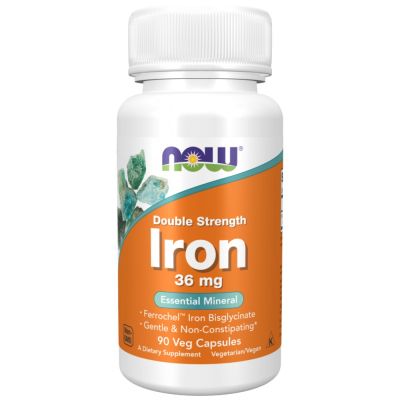 NOW Foods Iron 36 mg / Double Strength / Ferrochel Iron Bisglycinate [90 капсули, 90 Дози]