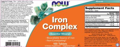NOW Foods Iron Complex [100 Таблетки]