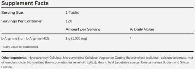 NOW Foods L-Arginine 1000 mg / Double Strength [120 Таблетки]