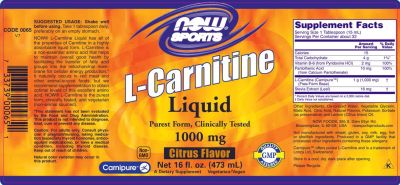 NOW Foods L-Carnitine Liquid 1000 mg [473 мл, 32 Дози]