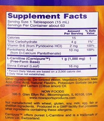 NOW Foods L-Carnitine Liquid 1000 mg [946 мл, 64 Дози]