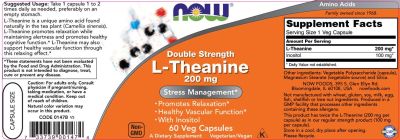 NOW Foods L-Theanine 200 mg / Double Strength [60 капсули]