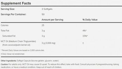NOW Foods MCT Oil 1000 mg [150 Гел капсули, 50 Дози]