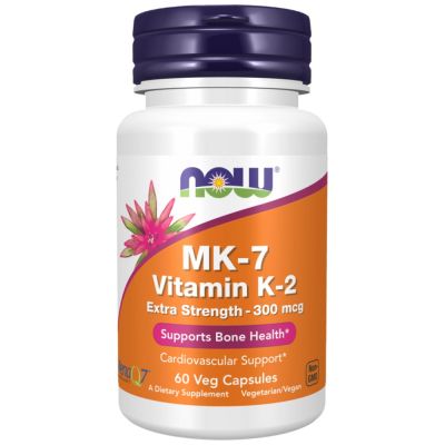 NOW Foods MK-7 Vitamin K-2 300 mcg | Extra Strength MenaQ7® [60 капсули, 60 Дози]