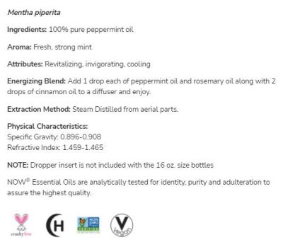 NOW Foods Peppermint Oil | 100% Pure Mentha Piperita [30 мл]