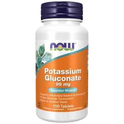 NOW Foods Potassium Gluconate [100 Таблетки, 100 Дози]