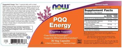 NOW Foods PQQ Energy 20 mg [30 капсули, 30 Дози]