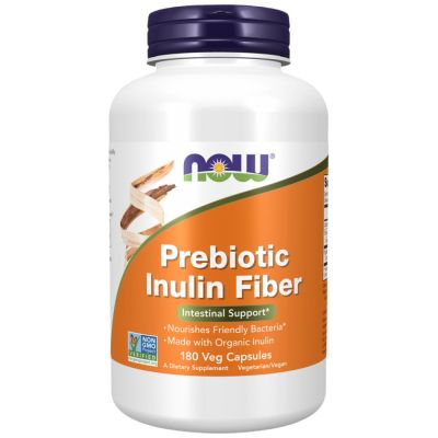 NOW Foods Prebiotic Inulin Fiber FOS [180 капсули, 60 Дози]