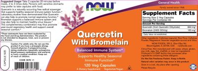 NOW Foods Quercetin with Bromelain [120 капсули, 60 Дози]
