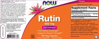 NOW Foods Rutin 450 mg [100 капсули]