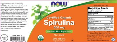 NOW Foods Spirulina 500 mg [200 Таблетки]