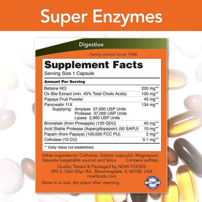 NOW Foods Super Enzymes [180 капсули, 180 Дози]