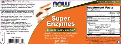 NOW Foods Super Enzymes [180 Таблетки, 180 Дози]
