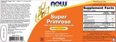 NOW Foods Super Primrose Oil 1300 mg [60 Гел капсули, 60 Дози]
