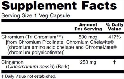 NOW Foods Tri-Chromium 500 mcg + Cinnamon [90 капсули, 90 Дози]
