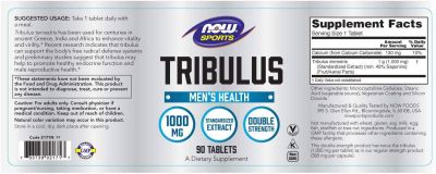 NOW Foods Tribulus 1000 mg [180 Таблетки, 180 Дози]