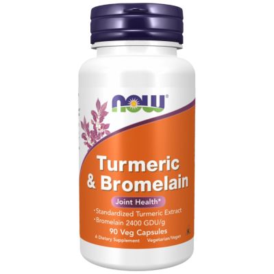 NOW Foods Turmeric & Bromelain [90 капсули, 45 Дози]