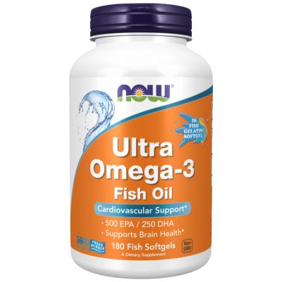 NOW Foods Ultra Omega 3 | Fish Gelatin Softgels [180 Гел капсули, 180 Дози]