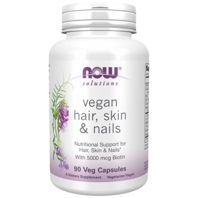 NOW Foods Vegan Hair, Skin & Nails [90 капсули, 45 Дози]