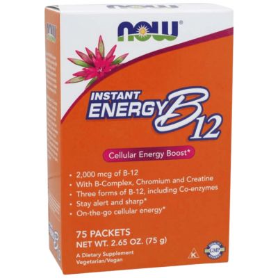 NOW Foods Vitamin B-12 Instant Energy [75 Пакета, 75 Дози]