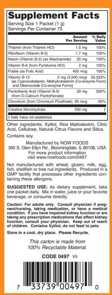 NOW Foods Vitamin B-12 Instant Energy [75 Пакета, 75 Дози]