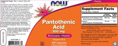 NOW Foods Vitamin B-5 / Pantothenic Acid 500 mg [100 капсули, 100 Дози]