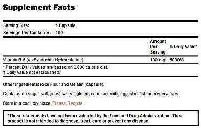 NOW Foods Vitamin B-6 100 mg [100 капсули, 100 Дози]